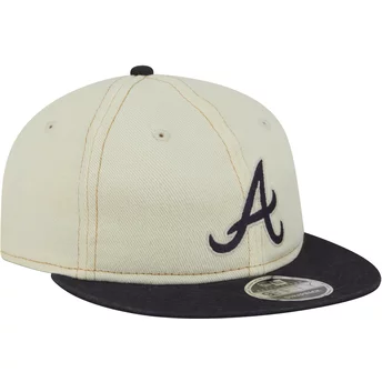 Μπεζ και ναυτικό μπλε ίσιο καπέλο 9FIFTY Retro Crown Denim των Atlanta Braves MLB από την New Era