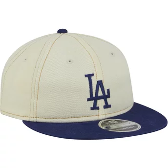 Μπεζ και μπλε επίπεδο καπέλο 9FIFTY Retro Crown Denim των Los Angeles Dodgers MLB από την New Era