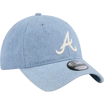 Ρυθμιζόμενο μπλε καπέλο με καμπύλη γείσο 9TWENTY Washed Denim των Atlanta Braves MLB από την New Era
