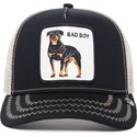 gorra-trucker-negra-y-blanca-perro-rottweiler-bad-boy-the-baddest-boy-the-farm-de-goorin-bros