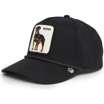 Μαύρο σναπμπακ με καμπύλο γείσο με σκύλο ροτβάιλερ Alpha Dog 100 The Farm All Over Canvas από την Goorin Bros.