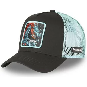 Μαύρο και μπλε trucker καπέλο με σχέδιο του Σαμουράι Δράκου DRA2 Fantastic Beasts από την Capslab