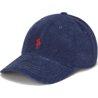 Ρυθμιζόμενο μπλε ναυτικό καπέλο με κόκκινο λογότυπο Cotton Terry Classic Sport από τον Polo Ralph Lauren