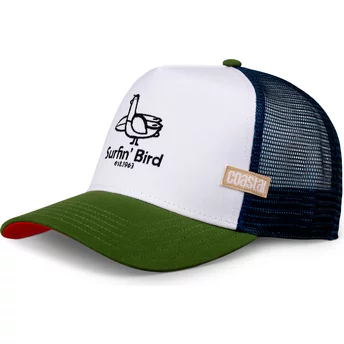 Λευκό, μπλε και πράσινο trucker καπέλο Surfin Bird HFT από την Coastal