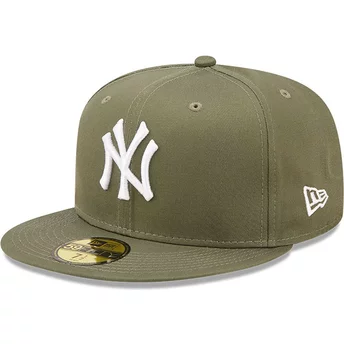 Gorra plana verde ajustada 59FIFTY League Essential de New York Yankees MLB de New Era