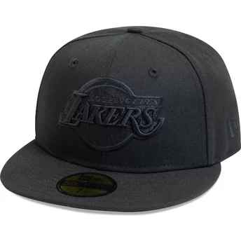 Μαύρο προσαρμοσμένο καπέλο με μαύρο λογότυπο 59FIFTY Essential των Los Angeles Lakers NBA από την New Era