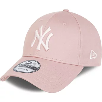 Ρυθμιζόμενη ροζ καμπυλωτή καπέλο με ροζ λογότυπο 9FORTY League Essential των New York Yankees MLB από την New Era