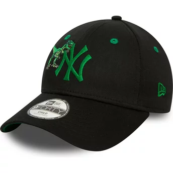 Μαύρο καπέλο με καμπύλη γείσο και πράσινο λογότυπο, ρυθμιζόμενο για παιδί, 9FORTY Graphic δεινόσαυρος των New York Yankees MLB τ