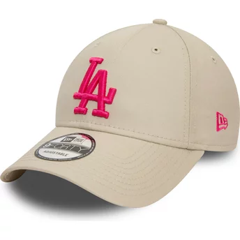 Ρυθμιζόμενο μπεζ καπέλο με ροζ λογότυπο 9FORTY League Essential των Los Angeles Dodgers MLB από την New Era
