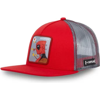 Κόκκινο και γκρι trucker καπέλο με επίπεδη γείσονα του Deadpool DUO Marvel Comics από την Capslab