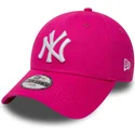 new-era-curved-brim-youth-9forty-essential-new-york-yankees-mlb-pink-adjustable-cap