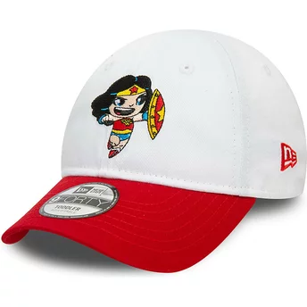 Λευκό και κόκκινο παιδικό ρυθμιζόμενο καπέλο με καμπύλη γείσο από τον ήρωα της DC Comics, Wonder Woman, της New Era.