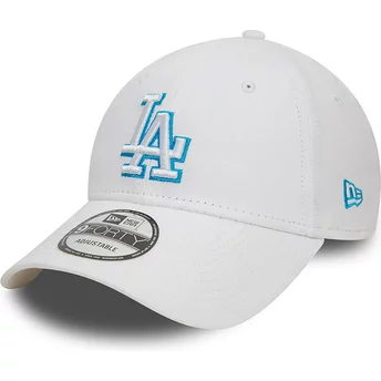 Λευκό ρυθμιζόμενο καπέλο με μπλε λογότυπο 9FORTY Team Outline των Los Angeles Dodgers MLB από την New Era