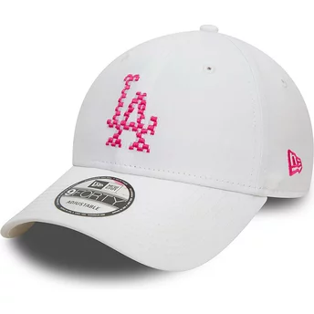 Λευκός Ρυθμιζόμενος Καπέλο με Ροζ Λογότυπο 9FORTY Seasonal Infill των Los Angeles Dodgers MLB από την New Era