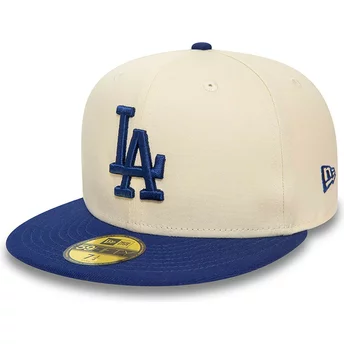 Μπεζ και μπλε επίπεδο καπέλο προσαρμοσμένο 59FIFTY Team Colour των Los Angeles Dodgers MLB από την New Era