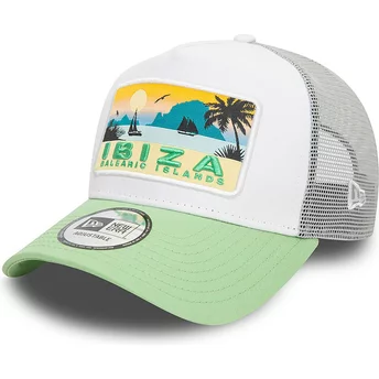 Λευκό και πράσινο τράκερ καπέλο A Frame Summer από την Ibiza Ciudades y Playas της New Era
