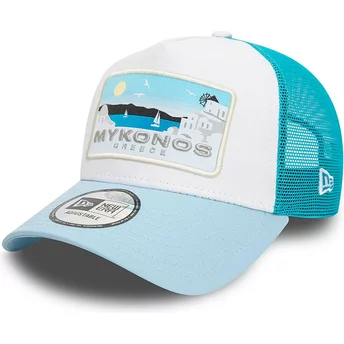 Λευκό και μπλε τρακερ καπέλο A Frame Summer από το Mykonos Πόλεις και Παραλίες της New Era