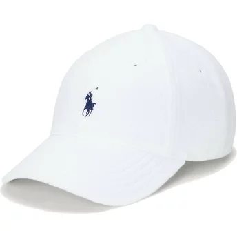 Λευκό καπέλο με καμπυλωτό γείσο με μπλε λογότυπο, ρυθμιζόμενο, από βαμβακερή τέρρυ κλασικό αθλητικό της Polo Ralph Lauren