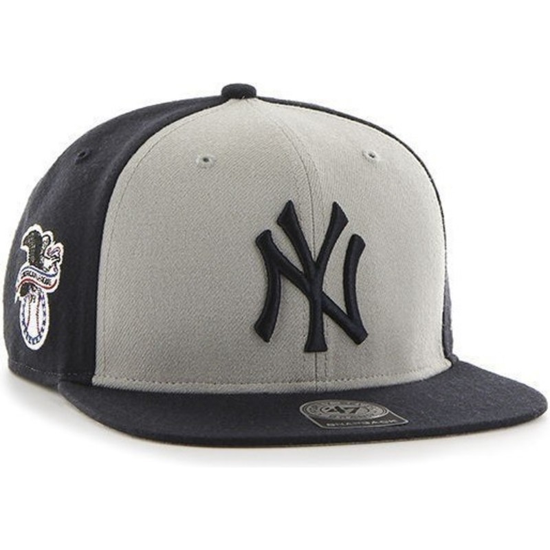 47-brand-flat-brim-new-york-yankees-mlb-sure-shot-black-and-white-snapback-cap