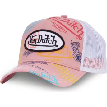 Ροζ και λευκό τρακερ καπέλο LE POU από την Von Dutch