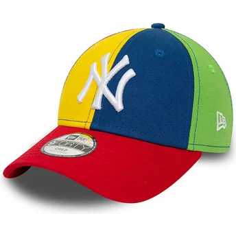 Πολύχρωμο παιδικό καπέλο με καμπύλη γείσο και ρυθμιζόμενο μέγεθος 9FORTY Block των New York Yankees MLB από την New Era