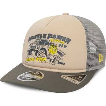 Μπεζ και γκρι τράκερ καπέλο American Muscle Power 9FIFTY Retro Crown A Frame από την New Era