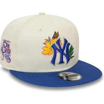 Λευκό και μπλε φλατ καπέλο snapback 9FIFTY Floral των New York Yankees MLB από την New Era