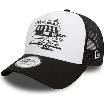 Λευκό και μαύρο trucker καπέλο A Frame Graphic με σχέδιο Hot Dog New York από την New Era