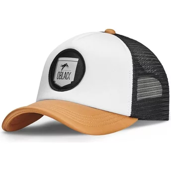 Κλασικό λευκό, μαύρο και μπεζ τρακερ καπέλο από την Oblack