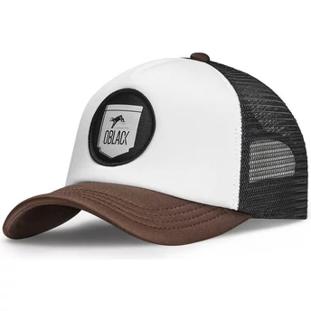 Κλασικό λευκό, μαύρο και καφέ trucker καπέλο της Oblack.