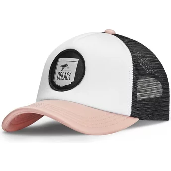 Κλασικό λευκό, μαύρο και ροζ trucker καπέλο της Oblack