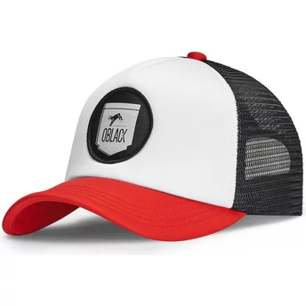 Κλασικό λευκό, μαύρο και κόκκινο τρακερ καπέλο της Oblack