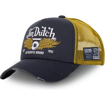 Γκρι και κίτρινο trucker καπέλο CREW14 από την Von Dutch