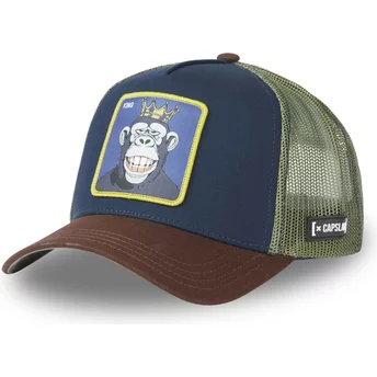 Ναυτικό μπλε, πράσινο και καφέ trucker καπέλο King GOR9 Monkey Business από την Capslab