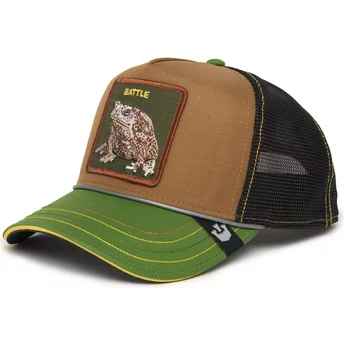 Καπέλο τύπου trucker καφέ, μαύρο και πράσινο βατράχου Battle Rash, Zits, και Pimple Insert Coin Vol.2 The Farm από την Goorin Br