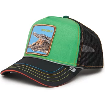 Πράσινο και μαύρο trucker καπέλο με σχέδιο κροκόδειλος Trouble 32 in Twenty Insert Coin Vol.2 The Farm από τη Goorin Bros.