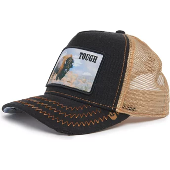 Μαύρο και μπεζ τράκερ καπέλο με σχέδιο βούβαλου Tough Model No. 70U9H Rodeo The Farm από την εταιρεία Goorin Bros.