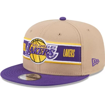 Καφέ και βιολετί επίπεδο καπέλο snapback 9FIFTY Draft 2024 των Los Angeles Lakers NBA από την New Era