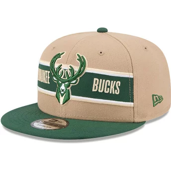 Καφέ και πράσινο snapback καπέλο 9FIFTY Draft 2024 των Milwaukee Bucks NBA από την New Era