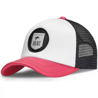 Κλασικό λευκό, μαύρο και ροζ trucker καπέλο από την Oblack