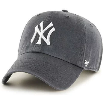 Καπέλο 47 Brand με καμπυλωτό γείσο σε σκούρο γκρι χρώμα, New York Yankees MLB Clean Up γκρι χρώμα