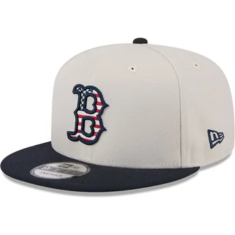 Μπεζ και ναυτικό μπλε επίπεδο καπέλο snapback 9FIFTY 4th of July των Boston Red Sox MLB από την New Era