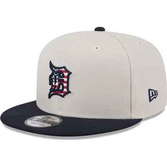 Μπεζ και ναυτικό μπλε flat cap snapback 9FIFTY της 4ης Ιουλίου των Detroit Tigers MLB της New Era