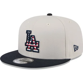 Μπεζ και Ναυτικό Μπλε Καπέλο Snapback 9FIFTY 4th of July των Los Angeles Dodgers MLB από την New Era
