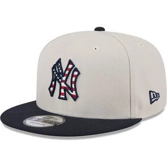 Μπεζ και μπλε ναυτικό snapback καπέλο 9FIFTY της 4ης Ιουλίου από τους New York Yankees MLB της New Era