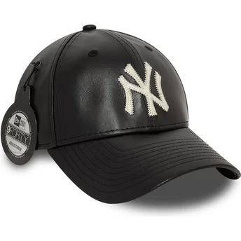 Ρυθμιζόμενο Μαύρο Καπέλο με Καμπύλη 9FORTY Leather New York Yankees MLB της New Era