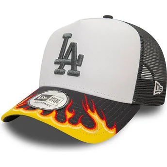 Λευκό και γκρι τράκερ καπέλο Α Frame Flame των Los Angeles Dodgers MLB από τη New Era