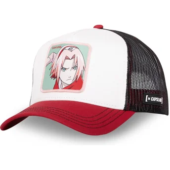 Μπεζ, μαύρο και κόκκινο trucker καπέλο Sakura Haruno PIN Naruto της Capslab