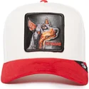 gorra-trucker-blanca-y-roja-perro-doberman-beware-the-suede-doberman-the-farm-de-goorin-bros