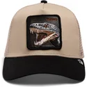 gorra-trucker-beige-y-negra-serpiente-the-vicious-snake-eco-brutalism-the-farm-de-goorin-bros